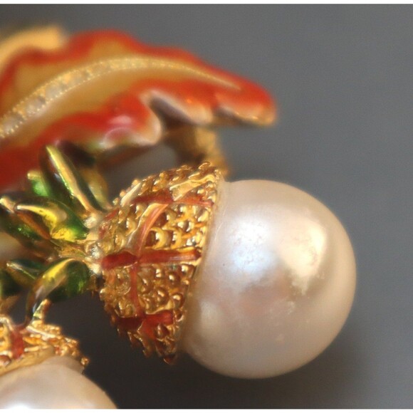 Joan Rivers Acorn Oak Leaf Brooch Vintage Rhinestone Pin - Picture 4 of 5